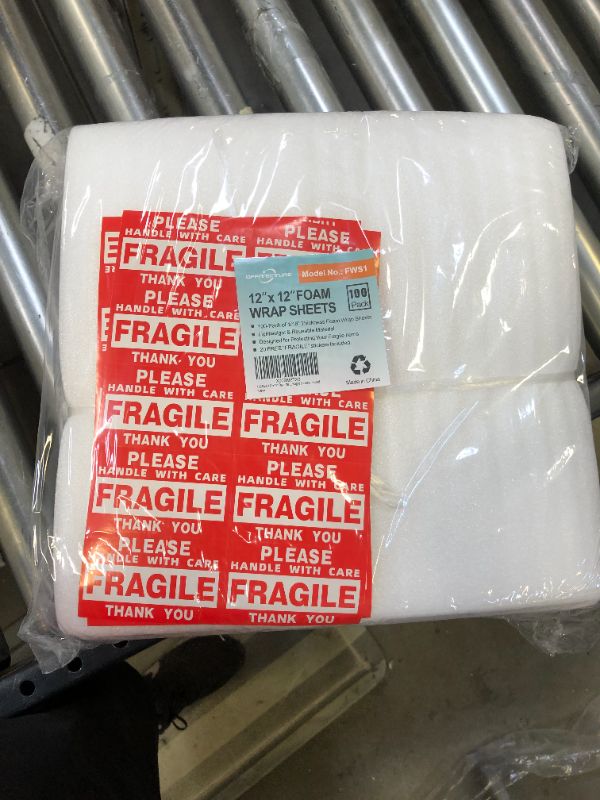 Photo 1 of 100-Pack 12" x 12" Foam Wrap Sheets Cushioning Foam, Moving and Packing Supplies, Fragile Stickers Included
