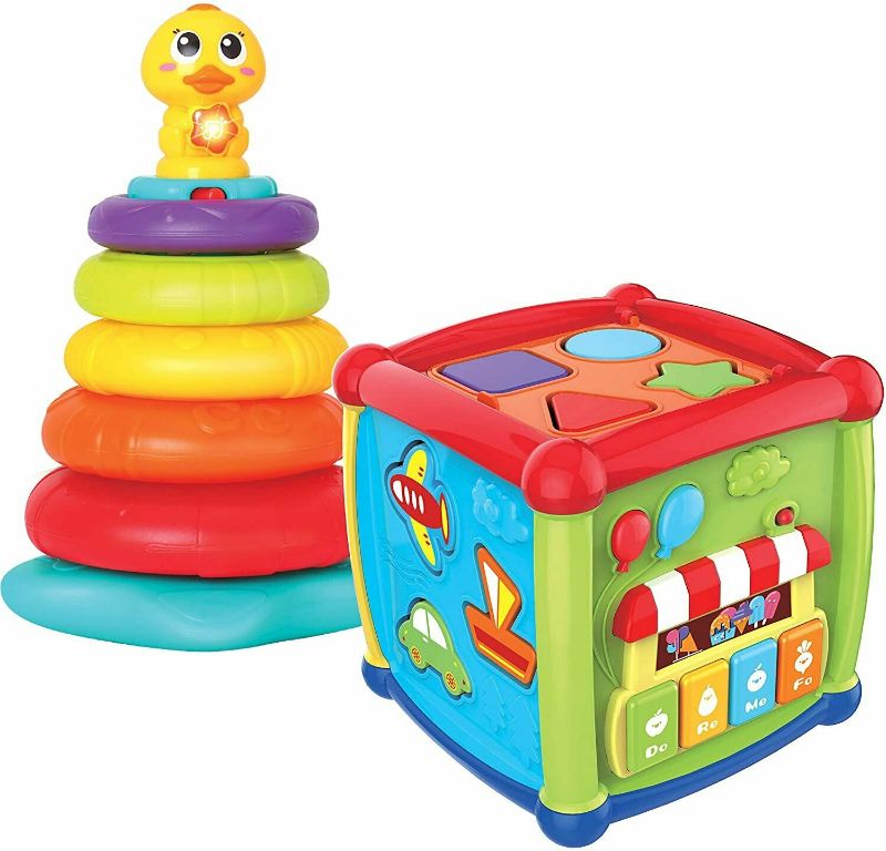 Photo 1 of New Baby Toddler Activity Center Cube and Stacker with Shapes and Colors
