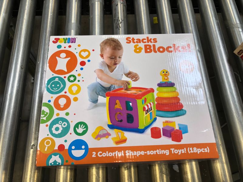 Photo 2 of New Baby Toddler Activity Center Cube and Stacker with Shapes and Colors
