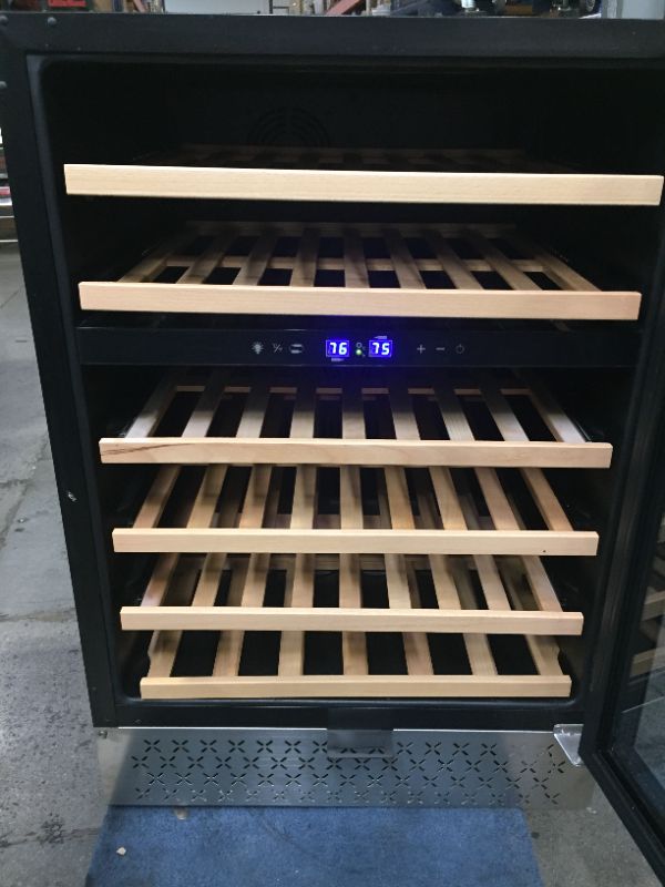 Photo 12 of 24 Inch Dual Zone Wine Cooler Refrigerator, 46 Bottle Wine Fridge Under Counter Freestanding and Built-in, Compressor Fast Cooling Low Noise and No Fog for at Home, Office, Kitchen and Bar
