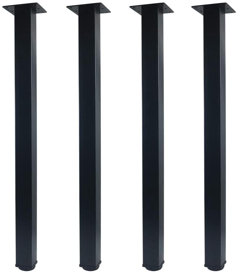 Photo 1 of QLLY 28 inch Adjustable Metal Furniture Legs, Square Office Table Furniture Leg, Set of 4 (Black)
