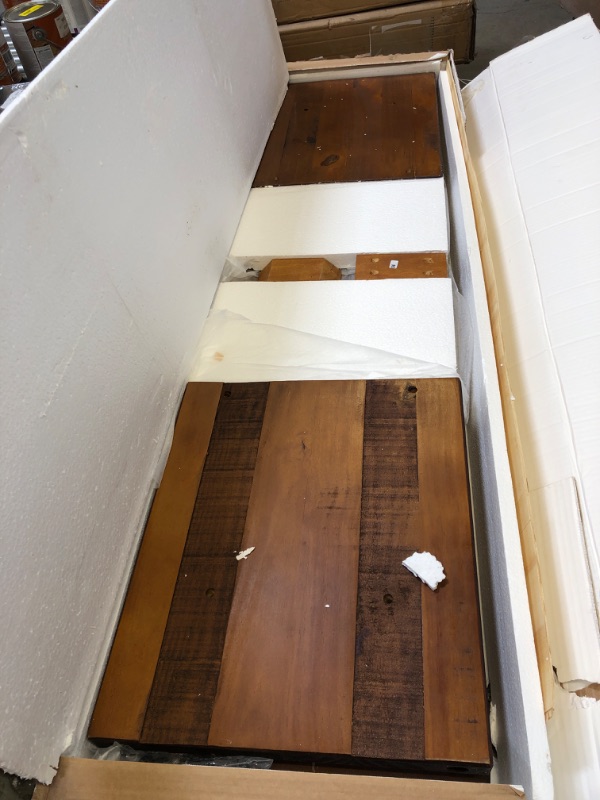 Photo 2 of 58" Modern Farmhouse Entryway Bench in Amber Reclaimed Pine by Walker Edison ---- Wood Split on one End 