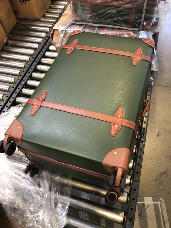 Photo 3 of NZBZ Vintage Luggage Sets 3 Pieces Luxury Cute Suitcase Retro Trunk Luggage with TSA Lock for Men and Women (Dark Green, 14" & 20" & 28")