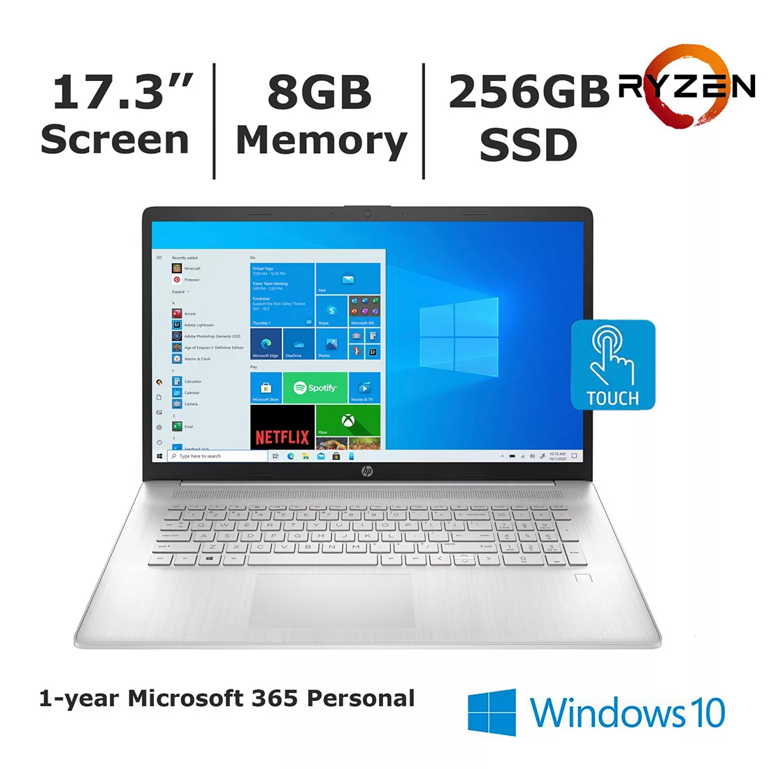 Photo 1 of HP 17-CP0056 Laptop, AMD Ryzen 3 3250U Processor, 8GB Memory, 256GB SSD - BONUS 1-Year of Office365 Personal