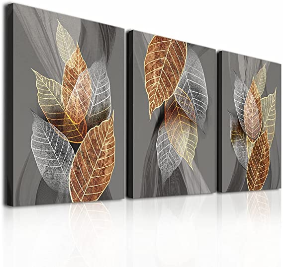 Photo 1 of Canvas Wall Art For Living Room Family Wall Decorations For Kitchen Modern Bathroom Wall Decor Black Paintings Abstract Leaves Pictures Artwork Inspirational Canvas Art Bedroom Home Decor 3 Pieces