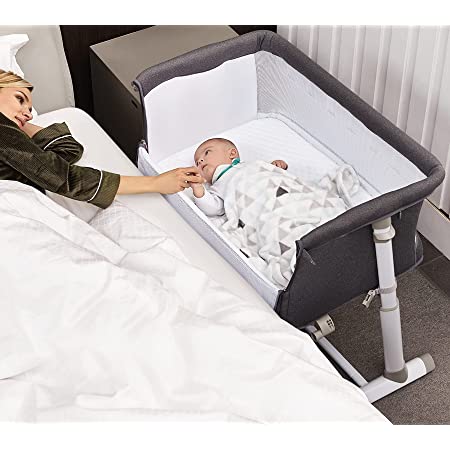 Photo 1 of Baby Bassinet,RONBEI Bedside Sleeper,Baby Bed to Bed,Babies Crib Bed, Adjustable Portable Bed for Infant/Baby Boy/Baby Girl/Newborn (Dark Grey)
