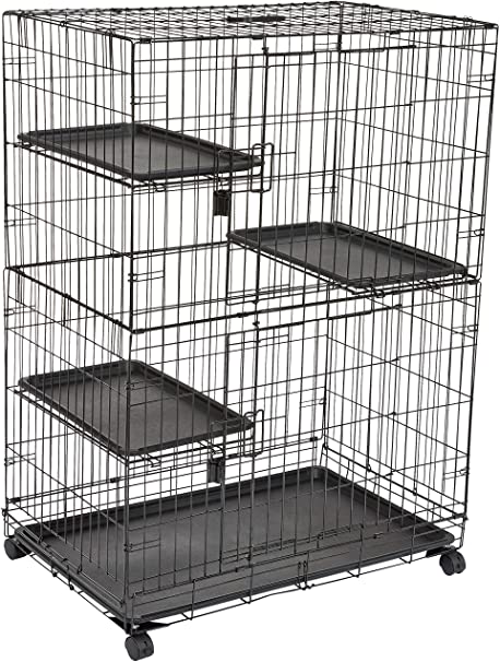 Photo 1 of Amazon Basics Large Kennel, 3-Tier, Cat Cage Playpen Crate - 36 x 22 x 51 Inches, Black