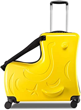 Photo 1 of AO WEI LA OW Duffel Bag for Kids Ride-On Suitcase Carry-On Luggage with Wheels suitcase fits to kids aged 6-12 years old (Yellow, 24 Inch)