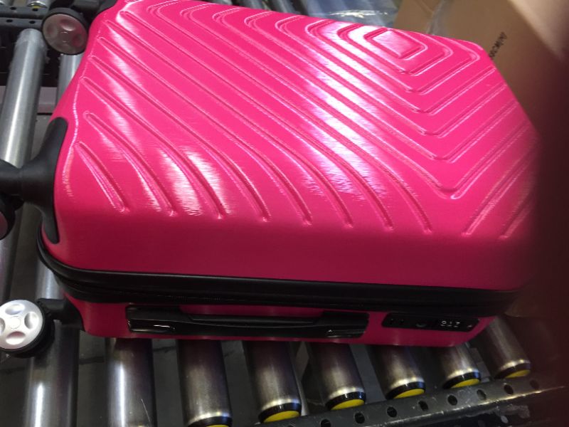 Photo 3 of Amazon Basics Geometric Travel Luggage Expandable Suitcase Spinner with Wheels and Built-In TSA Lock, 21.7-Inch - Pink