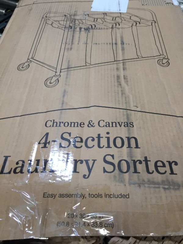 Photo 4 of Whitmor 4 Section Rolling Laundry Sorter - 4 Removable Heavy Duty Bags - Chrome