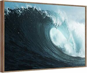 Photo 1 of  Ocean Wave LANDSCAPE Wall Art Rolling Wave Framed Canvas 24X36 