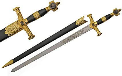 Photo 1 of 34"" Medieval Star of David Ceremonial Sword with Scabbard, Gold