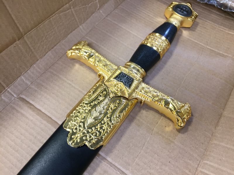 Photo 3 of 34"" Medieval Star of David Ceremonial Sword with Scabbard, Gold