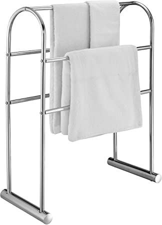 Photo 1 of  Arch Design Towel Rack Stand Chrome Plated Metal 32-Inch Freestanding Drying Bath Towel Bar