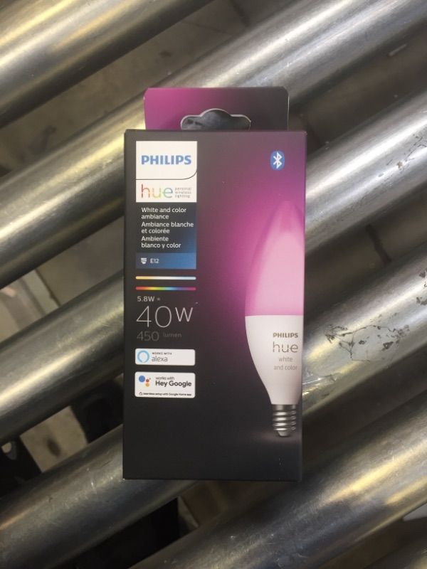 Photo 2 of Philips - Hue White and Color Ambiance E12 Bulb - White --- Factory Sealed 