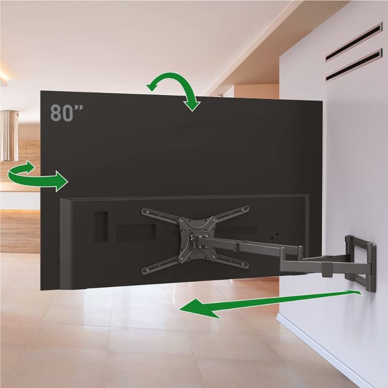 Photo 1 of Barkan 40" Long TV Wall Mount, 13 - 80 inch Dual Arm Full Motion Articulating - 4 Movement Flat / Curved Screen Bracket, Holds up to 110 lbs, Extra Stable, Fits LED OLED LCD, Black (BM464XL)
