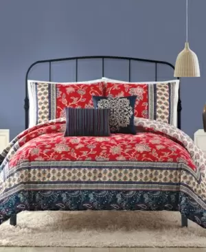 Photo 1 of A077317RDEFS Marbella Comforter & Sham Set, Red - King Size - 5 Piece
