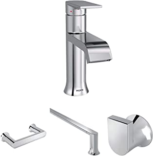 Photo 1 of Moen 6702 Genta One-Handle Single Hole Modern Bathroom Sink Faucet with Optional Deckplate, Chrome
