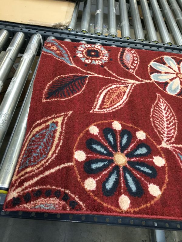 Photo 2 of 19X31 INCH RED FLOWER PATTERN RUG