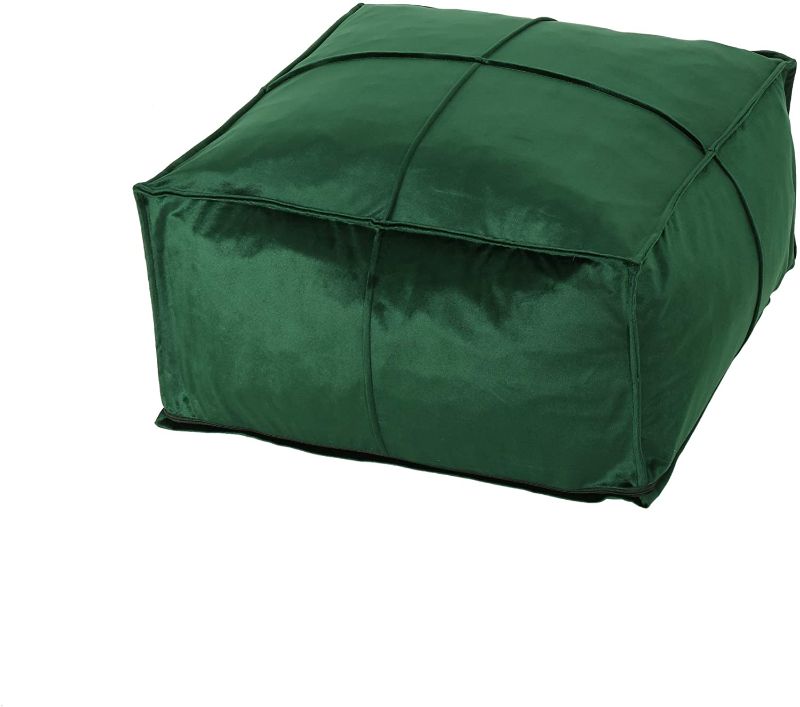 Photo 1 of Christopher Knight Home Cytheria Emerald Velvet Square Bean Bag Ottoman
