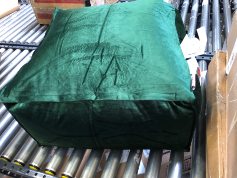 Photo 1 of Christopher Knight Home Cytheria Emerald Velvet Square Bean Bag Ottoman
