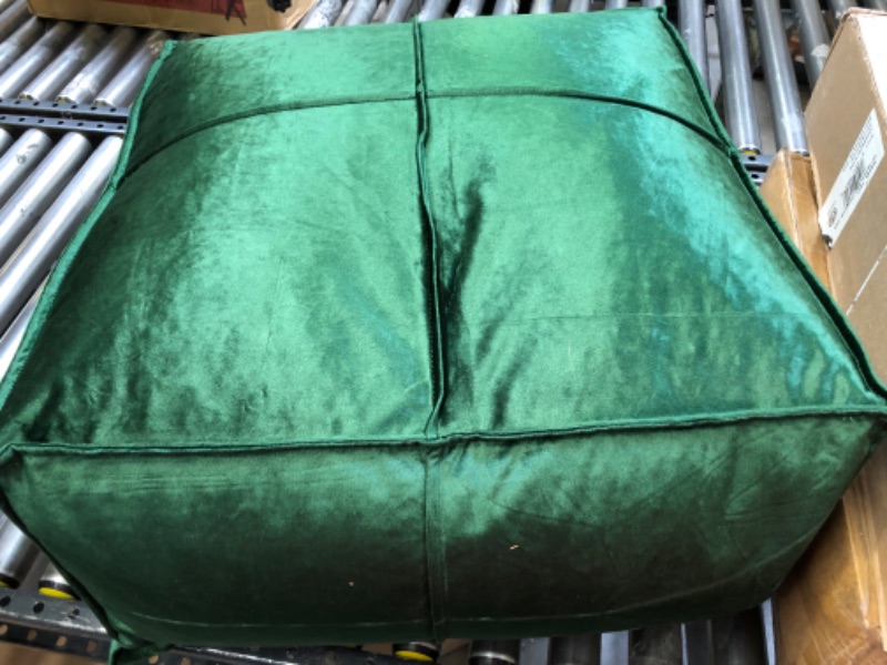 Photo 1 of Christopher Knight Home Cytheria Emerald Velvet Square Bean Bag Ottoman
