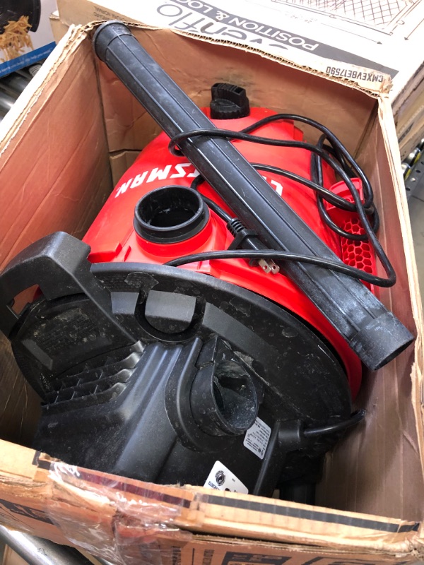 Photo 2 of CRAFTSMAN CMXEVBE17590 9 Gallon 4.25 Peak HP Wet/Dry Vac, Portable Shop Vacuum with Attachments , Red
(MISSING SCREWS)
