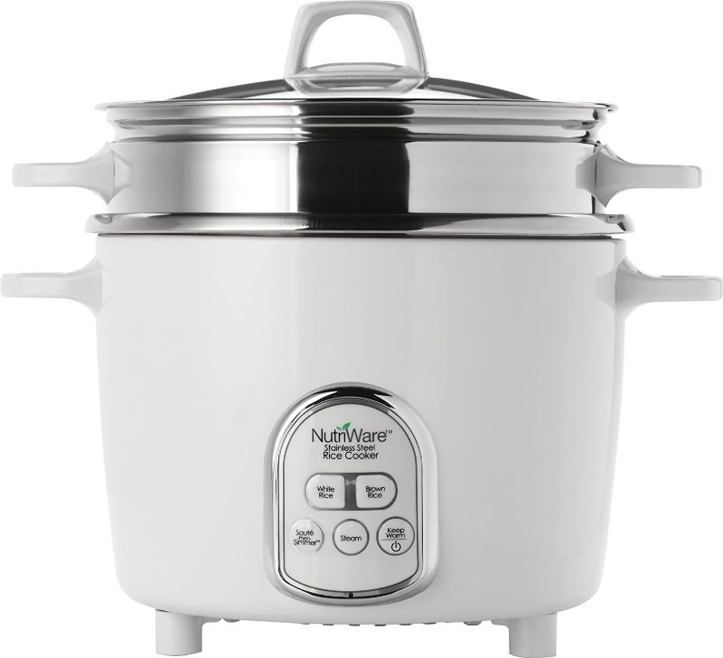 Photo 1 of Aroma Housewares NutriWare 14-Cup (Cooked) Digital Rice Cooker and Food Steamer, White
