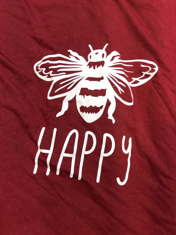 Photo 3 of Bee Happy - Maroon Crew Tee-(XXXL)