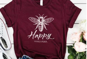 Photo 1 of Bee Happy - Maroon Crew Tee-(XXXL)