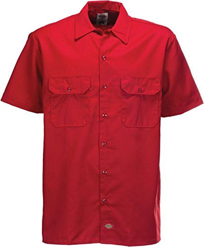 Photo 1 of Dickies mens Short Sleeve work utility shirts, English Red, Large US