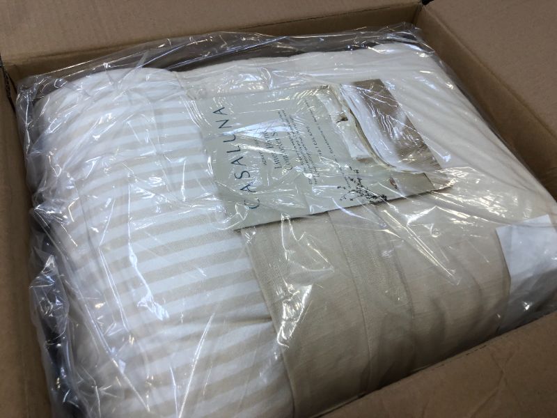 Photo 2 of Heavyweight Linen Blend Stripe Comforter & Sham Set - Casaluna™

