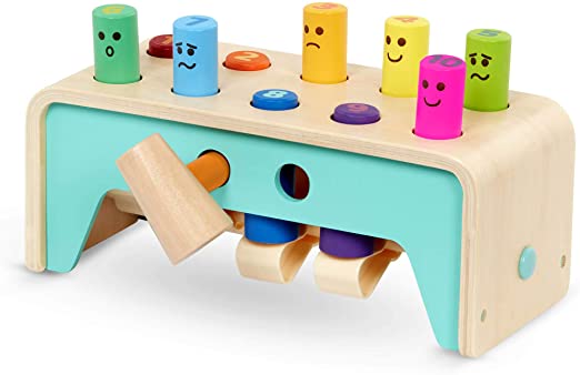 Photo 1 of Battat – Wooden Hammer Toy for Kids, Toddlers – Pounding Bench with Pegs and Mallet –Colorful Developmental Toy – Pound & Count Bench – 1 Year +
