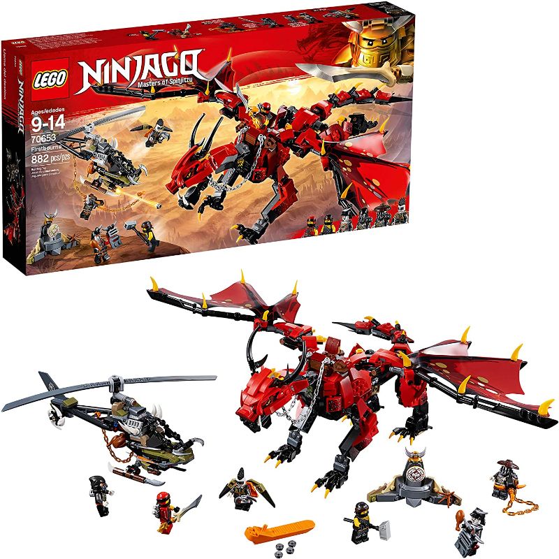 Photo 1 of LEGO NINJAGO Masters of Spinjitzu: Firstbourne 70653 Ninja Toy Building Kit with Red Dragon Figure, Minifigures and a Helicopter (882 Pieces)