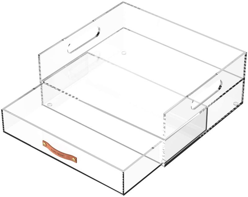 Photo 1 of EXPUTRAN Acrylic Desk Organizer Drawer + Inbox with Letter Tray 12.6” x 10.6” x 5”, Clear
(MISSING TOP PIECE)