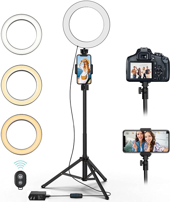 Photo 1 of Selfie Ring Light with Tripod Stand and Phone Holder LED Circle Lights Halo Lighting for Make Up Live Steaming Photo Photography Vlogging Video
(broken plastic piece)