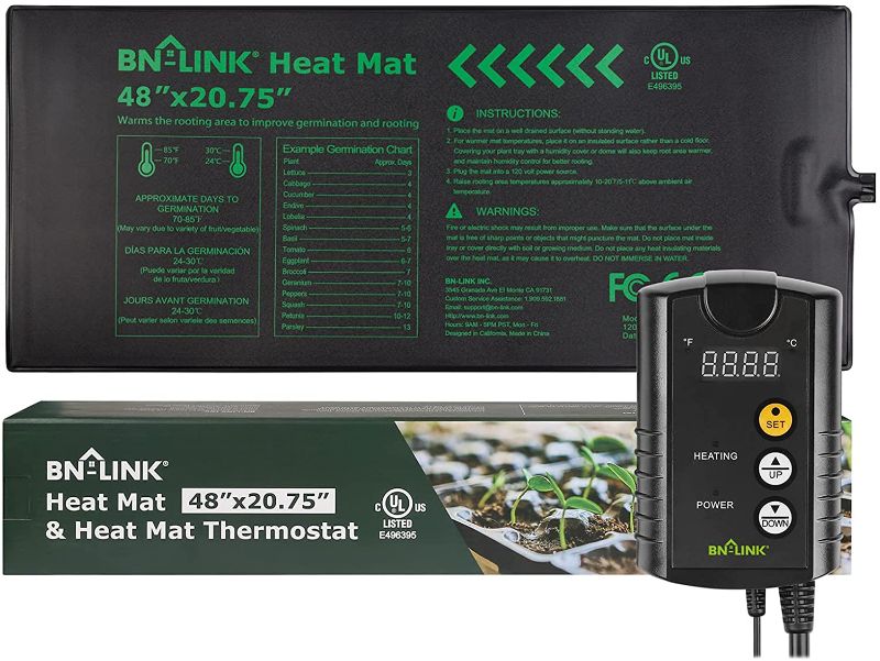 Photo 1 of BN-LINK Durable Seedling Heat Mat Heating Pad 48" x 20.75" with Digital Thermostat Controller Combo Set Waterproof for Indoor Seed Starting and Plant Germination
