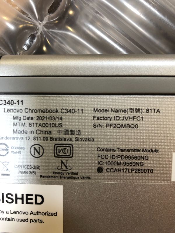Photo 7 of Lenovo Chromebook C340 2-in-1-11.6" HD Touch - Celeron N4000-4GB - 32GB eMMC - Gray
(REFURBISHED)
