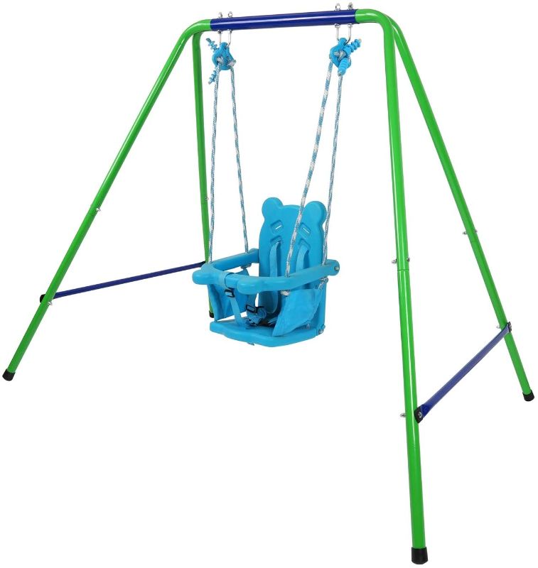 Photo 1 of Balight Toddler Swing Set, Safety Belt, Metal Baby Swing Set with Stand, Outdoor/Indoor Infant Swing for Toddlers Age 3-36 Months
