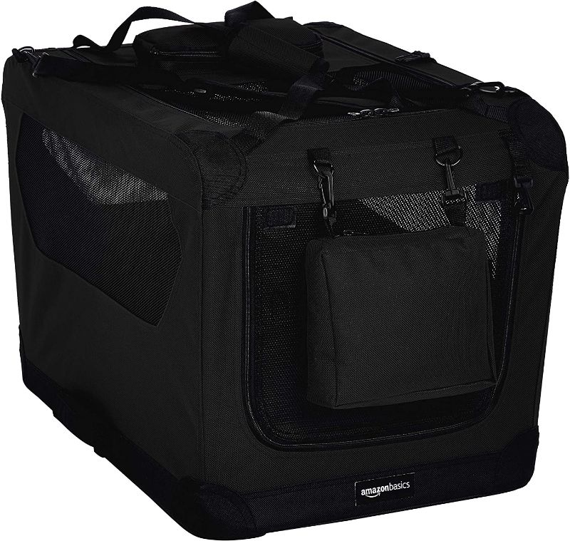 Photo 1 of Amazon Basics Folding Portable Soft Pet Dog Crate Carrier Kennel - 26 x 18 x 18 Inches, Black
