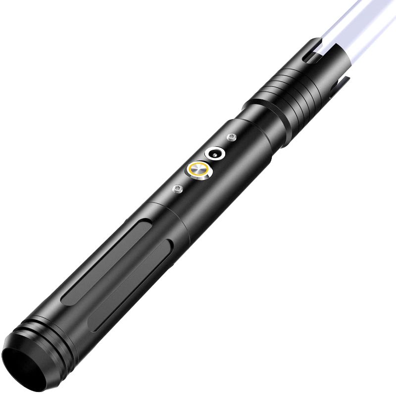 Photo 1 of Passnag Light Saber with 3 Mode Sound, Force FX Heavy Dueling, Real RGB 12 Colors Changeable Light Saber with Blaster Sound, Metal Hilt with 1' Blade--Black SN2271B
