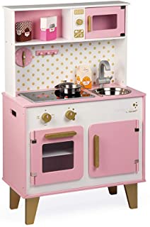 Photo 1 of Janod Wooden Kitchen Playset Candy Chic Pink Retro Vintage Style Big Cooker Toy with 6 Accessories & Sound Light Effects for Imagination Play - Ages 3+ - J06554 (POSSIBLY MISSING PIECES, DAMAGES TO PACKAGING)
