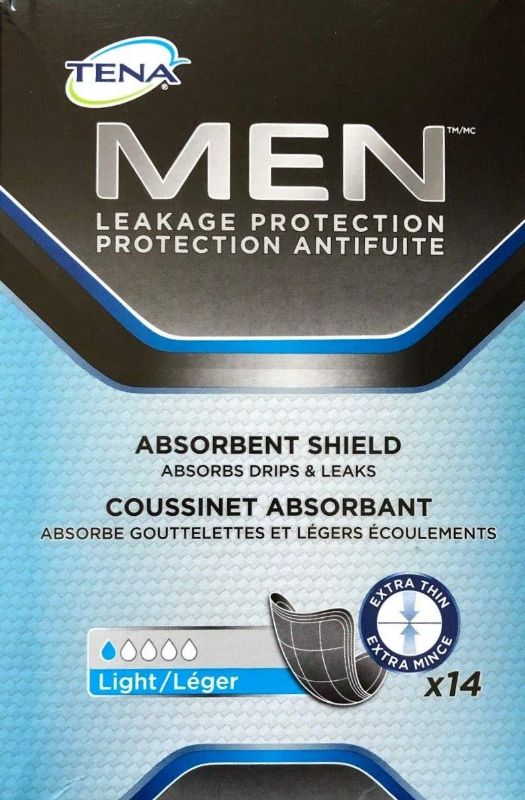 Photo 1 of 14 Count Tena Men Incontinence Shields - Very Light Absorbency, Blue, small 2 pack 
