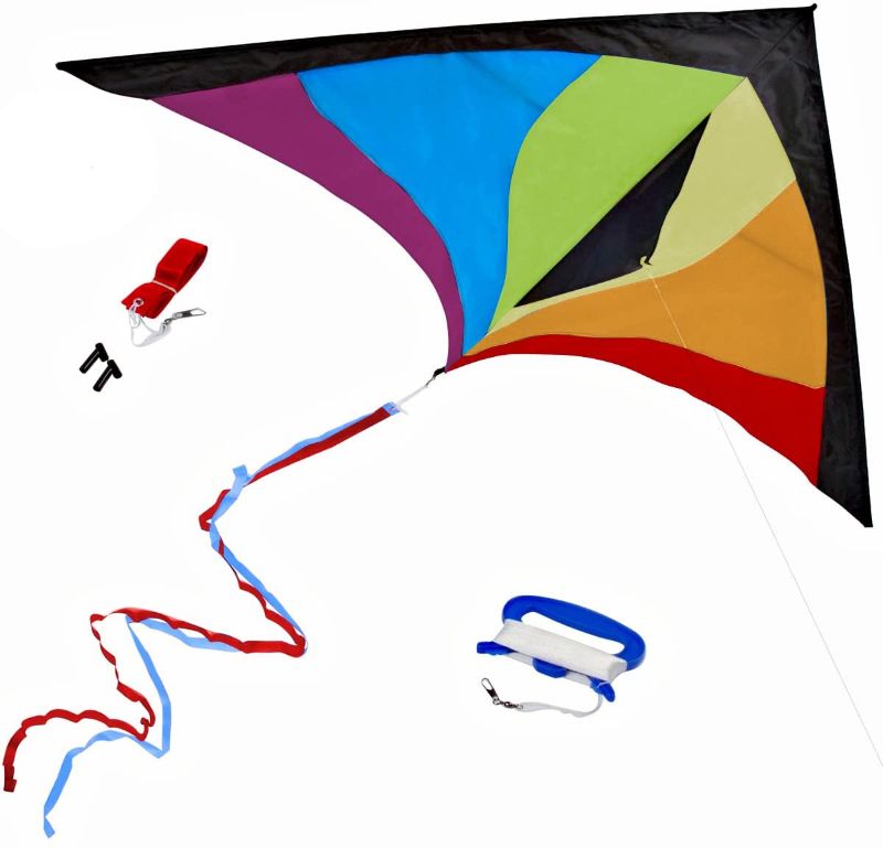 Photo 1 of Best Delta Kite, Easy Fly for Kids and Beginners, Single Line w/Tail Ribbons, Stunning Colors, Large, Meticulously Designed and Tested
