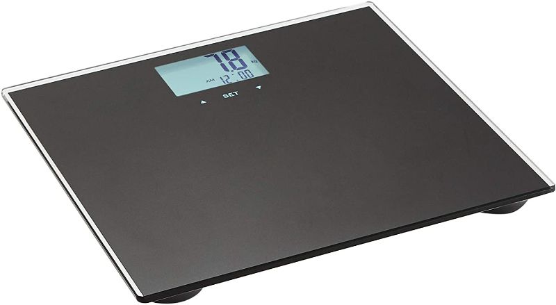 Photo 1 of Amazon Basics Body Weight Scale with BMI technology - Auto On/Off Function, Black
