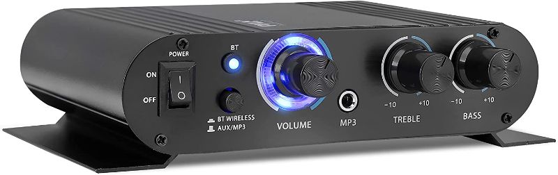 Photo 1 of Wireless Bluetooth Home Audio Amplifier - 90W Dual Channel Mini Portable Power Stereo Sound Receiver w/ Speaker Selector, RCA, AUX, LED, 12V Adapter - For iPad, iPhone, PA, Studio Use - Pyle PFA330BT
