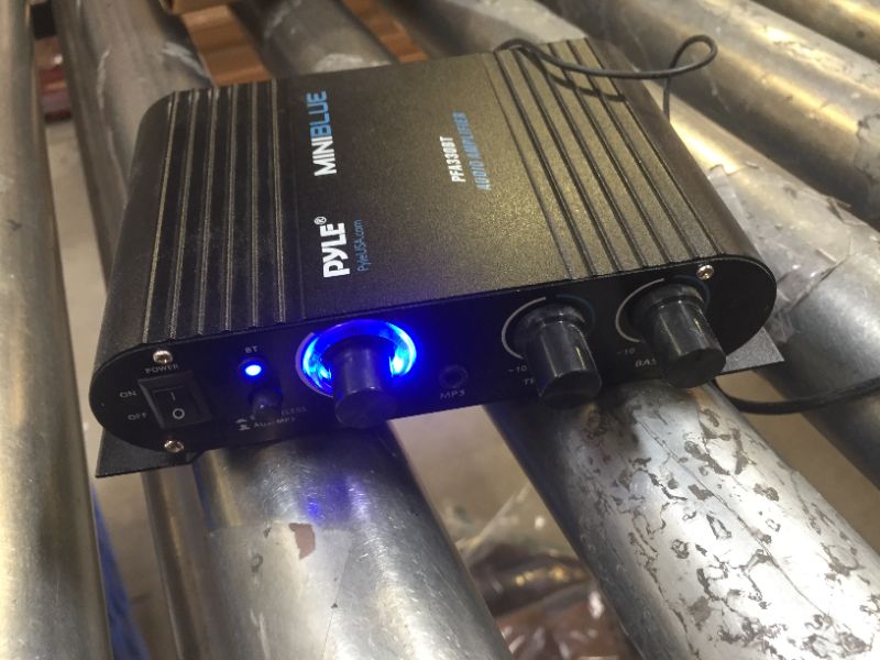 Photo 1 of Wireless Bluetooth Home Audio Amplifier - 90W Dual Channel Mini Portable Power Stereo Sound Receiver w/ Speaker Selector, RCA, AUX, LED, 12V Adapter - For iPad, iPhone, PA, Studio Use - Pyle PFA330BT
