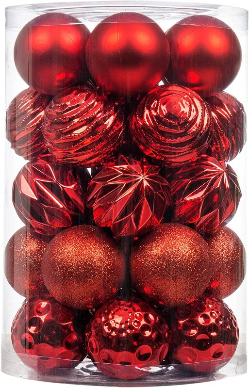 Photo 1 of 34Ct Christmas Ball Ornaments for Xmas Tree Shatterproof Christmas Decorations Hanging Ball Small for Holiday Party Decoration Tree Ornaments (Diamond red, 2.36in)
