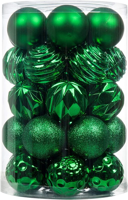 Photo 1 of 34Ct Christmas Ball Ornaments for Xmas Tree Shatterproof Christmas Decorations Hanging Ball Small for Holiday Party Decoration Tree Ornaments (Forest Green, 2.36in)
