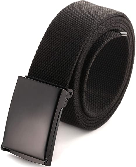 Photo 1 of Cut To Fit Canvas Web Belt Size Up to 52" with Flip-Top Solid Black Military Buckle